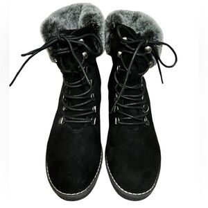 Corkys Suede Fox Bay Wedge Boots in Black